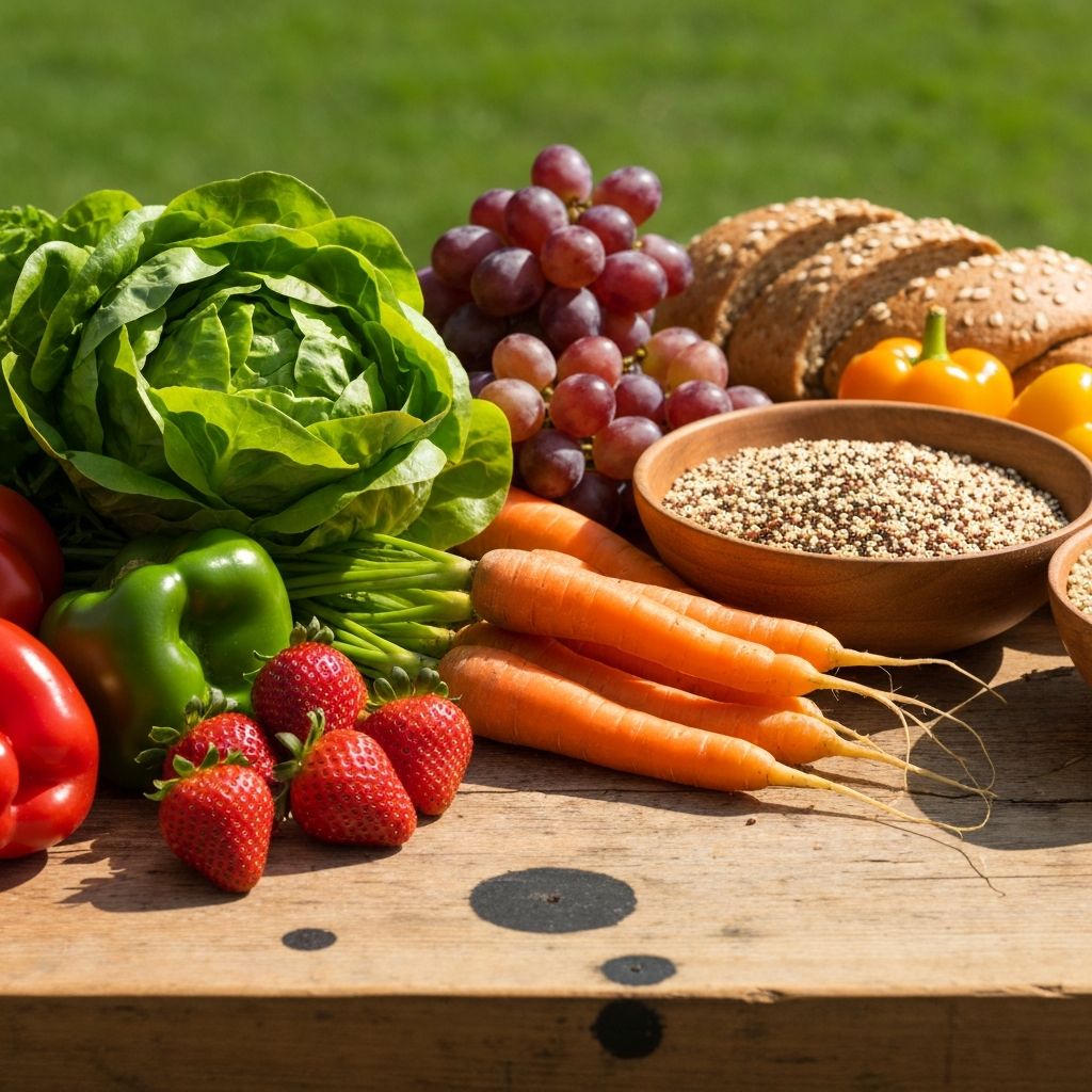 Fresh healthy food and vegetables for balanced nutrition